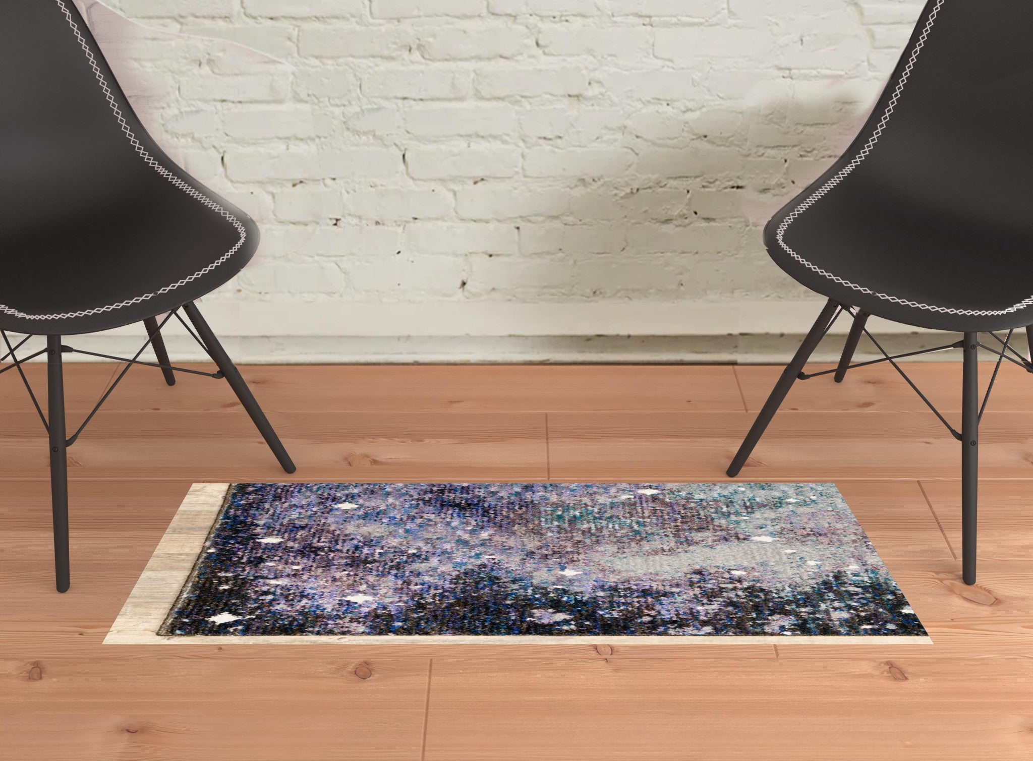 2' X 3' Purple Teal And Brown Abstract Power Loom Stain Resistant Area Rug
