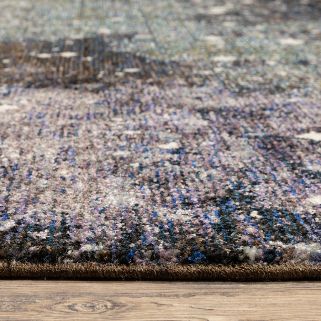 2' X 3' Purple Teal And Brown Abstract Power Loom Stain Resistant Area Rug