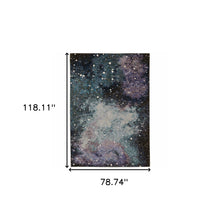 6' X 9' Purple Teal And Brown Abstract Power Loom Stain Resistant Area Rug