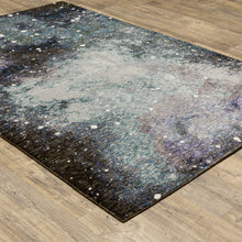 6' X 9' Purple Teal And Brown Abstract Power Loom Stain Resistant Area Rug