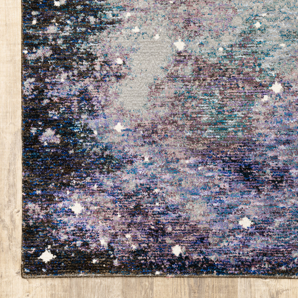 6' X 9' Purple Teal And Brown Abstract Power Loom Stain Resistant Area Rug