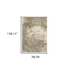 6' X 9' Grey Beige And Ivory Abstract Power Loom Stain Resistant Area Rug