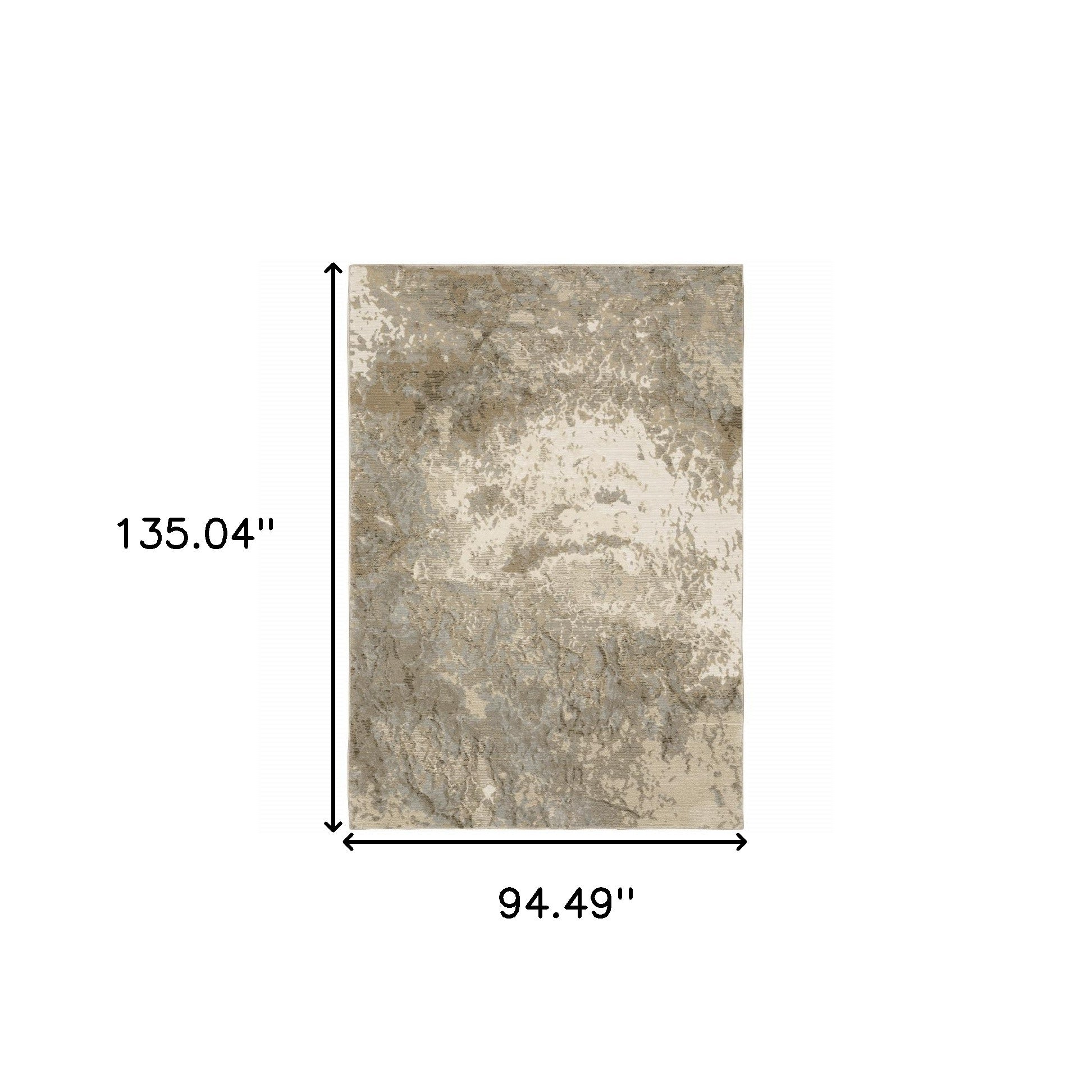 8' X 10' Grey Beige And Ivory Abstract Power Loom Stain Resistant Area Rug