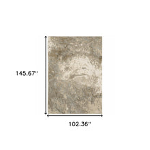 9' X 12' Grey Beige And Ivory Abstract Power Loom Stain Resistant Area Rug