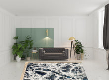 8' X 10' Grey Teal And Green Abstract Power Loom Stain Resistant Area Rug