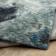 9' X 12' Grey Teal And Green Abstract Power Loom Stain Resistant Area Rug