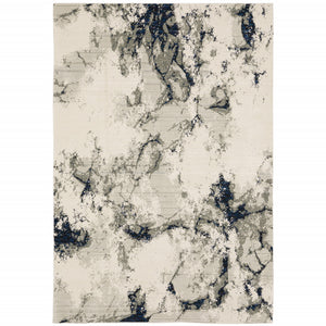 2' X 3' Grey Black And Ivory Abstract Power Loom Stain Resistant Area Rug