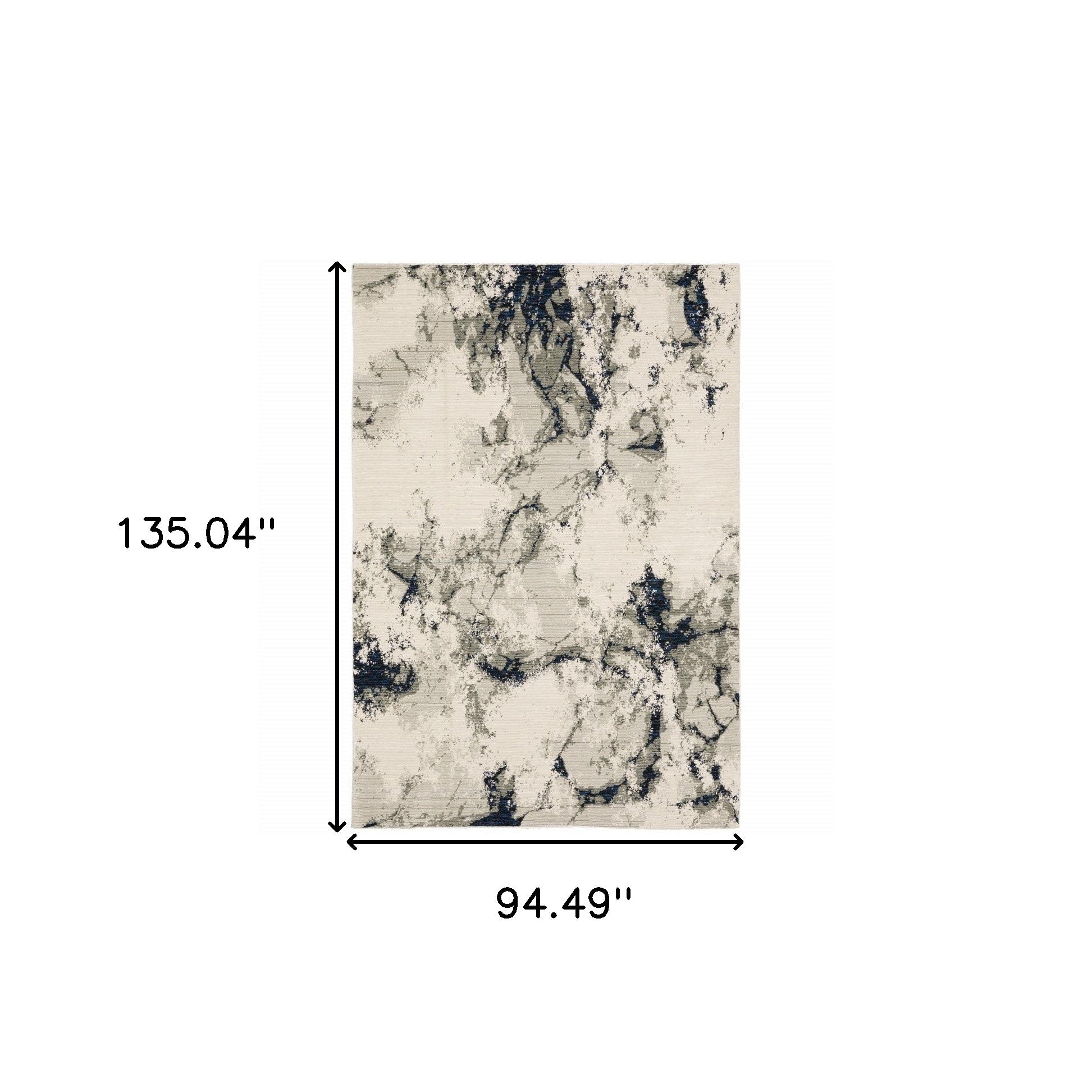 8' X 10' Grey Black And Ivory Abstract Power Loom Stain Resistant Area Rug