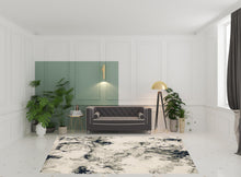 8' X 10' Grey Black And Ivory Abstract Power Loom Stain Resistant Area Rug