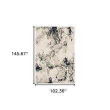 9' X 12' Grey Black And Ivory Abstract Power Loom Stain Resistant Area Rug