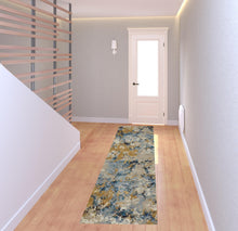 2' X 8' Gold Grey And Ivory Abstract Power Loom Stain Resistant Runner Rug