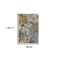 6' X 9' Gold Grey And Ivory Abstract Power Loom Stain Resistant Area Rug