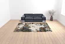 9' X 12' Green Gold And Blue Abstract Power Loom Stain Resistant Area Rug