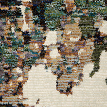 9' X 12' Green Gold And Blue Abstract Power Loom Stain Resistant Area Rug