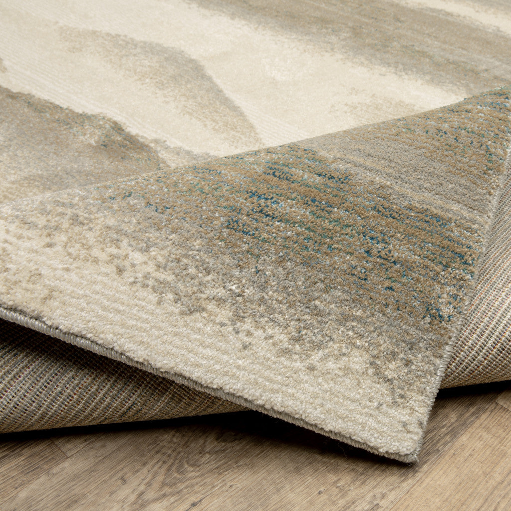 2' X 3' Grey Blue And Teal Abstract Power Loom Stain Resistant Area Rug