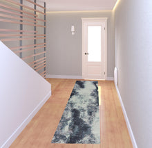 2' X 8' Navy And Ivory Abstract Power Loom Stain Resistant Runner Rug