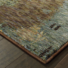 2' X 3' Blue And Brown Abstract Power Loom Stain Resistant Area Rug