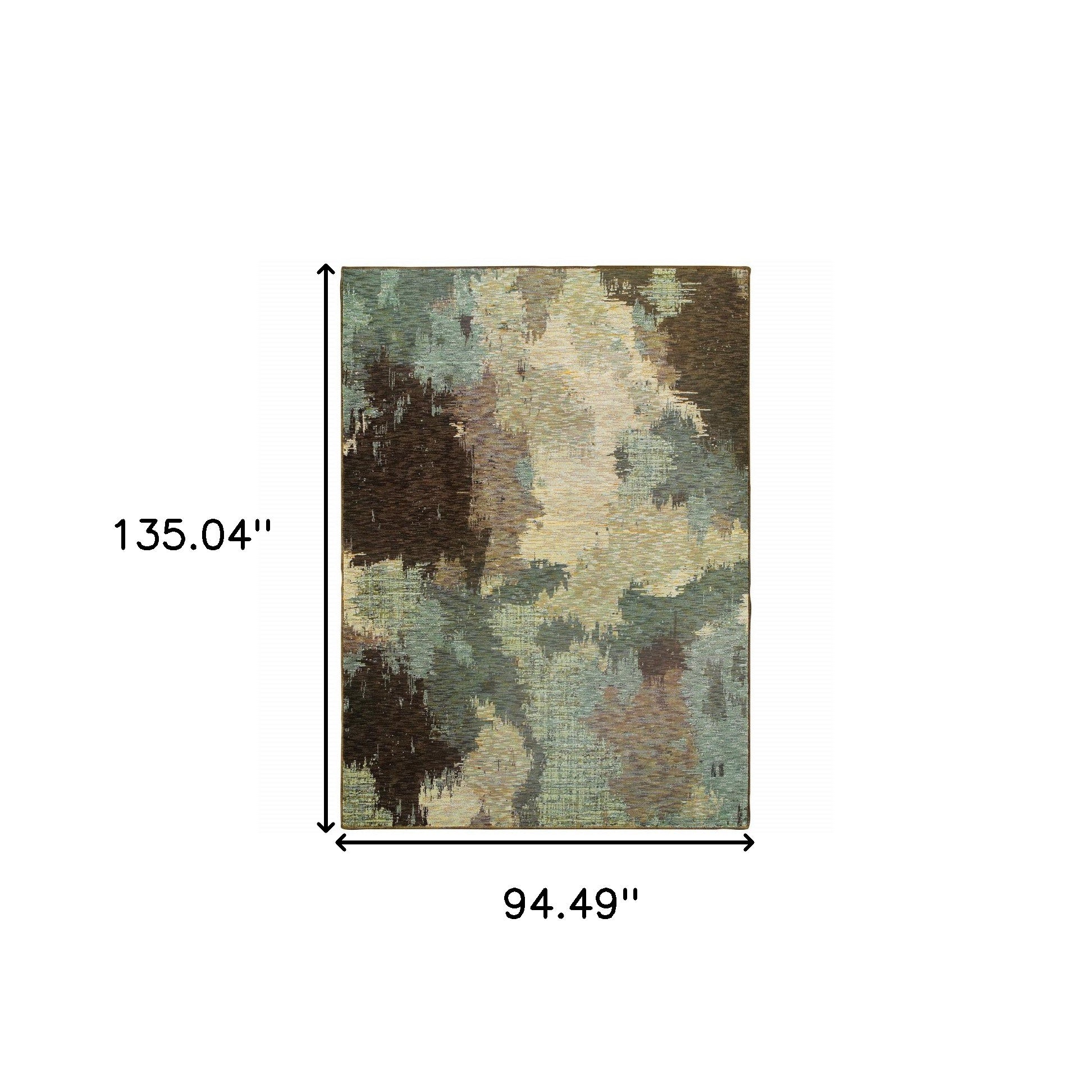 8' X 10' Blue And Brown Abstract Power Loom Stain Resistant Area Rug