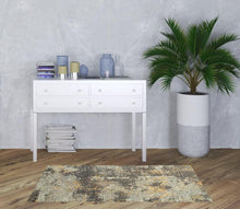 3' X 5' Grey And Gold Abstract Power Loom Stain Resistant Area Rug