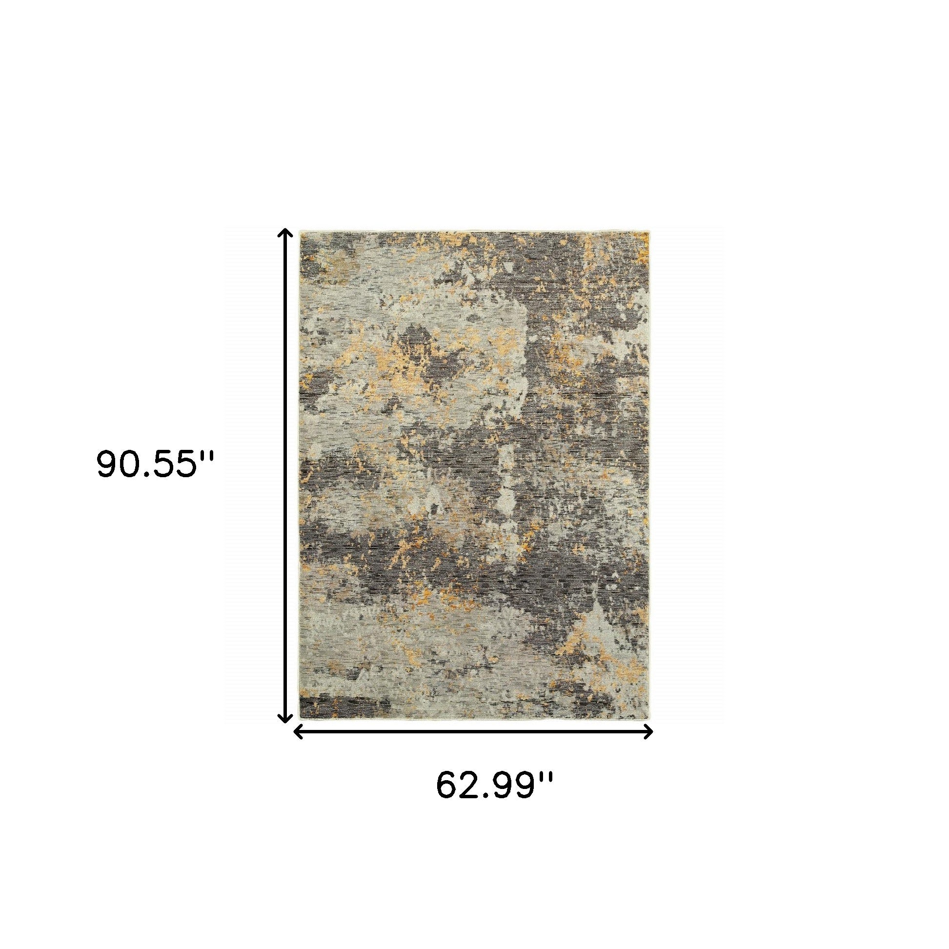 5' X 7' Grey And Gold Abstract Power Loom Stain Resistant Area Rug