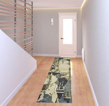 2' X 8' Blue And Grey Abstract Power Loom Stain Resistant Runner Rug