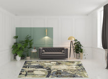 8' X 10' Blue And Grey Abstract Power Loom Stain Resistant Area Rug