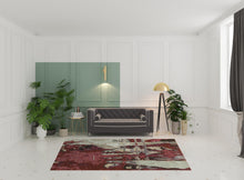 6' X 9' Red And Beige Abstract Power Loom Stain Resistant Area Rug