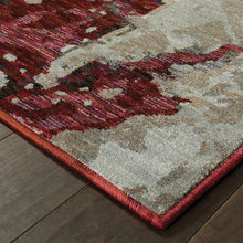 8' X 10' Red And Beige Abstract Power Loom Stain Resistant Area Rug