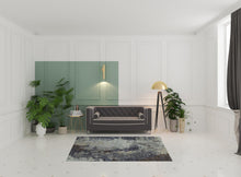 5' X 7' Navy And Blue Abstract Power Loom Stain Resistant Area Rug