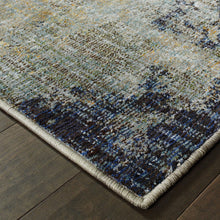8' X 10' Navy And Blue Abstract Power Loom Stain Resistant Area Rug