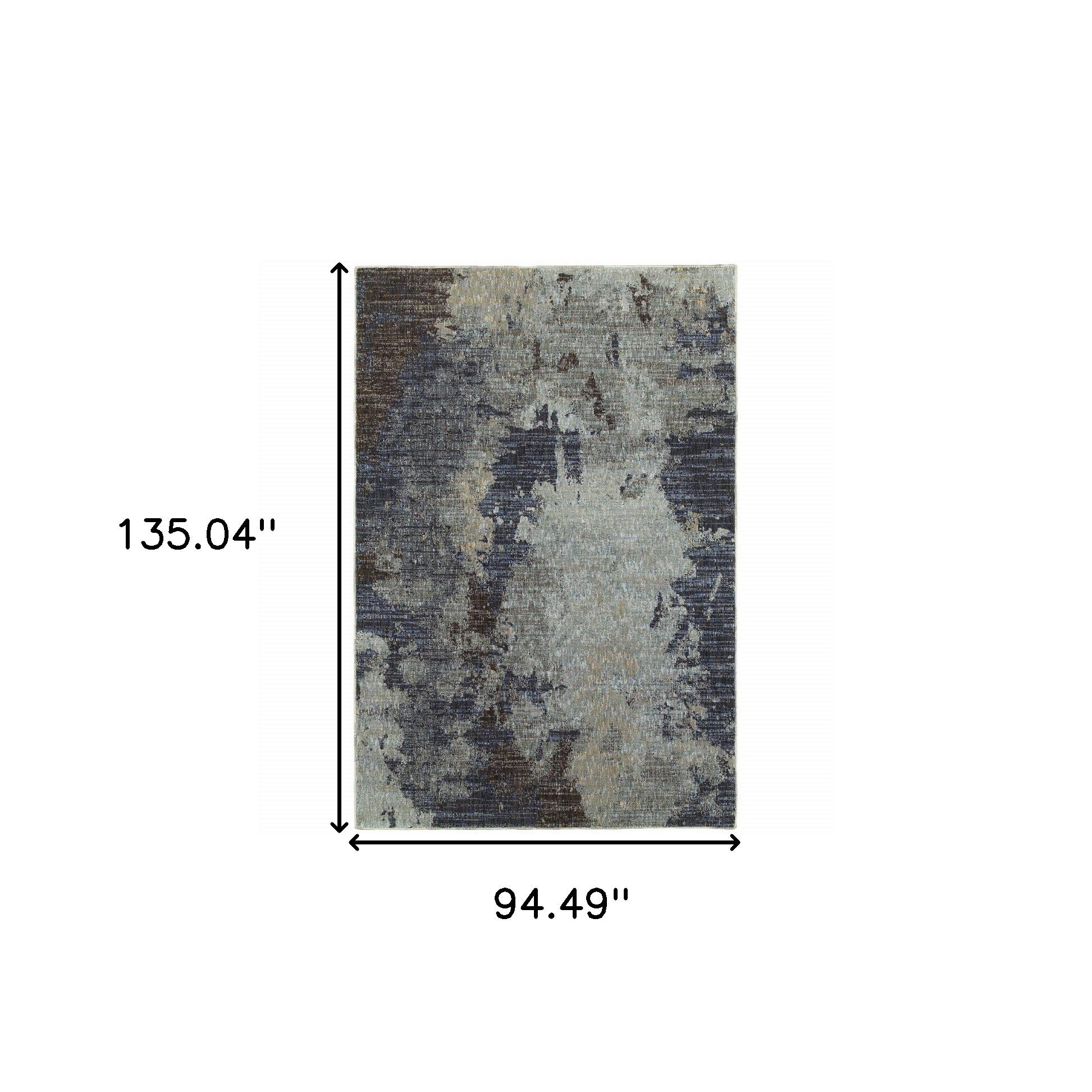 8' X 10' Navy And Blue Abstract Power Loom Stain Resistant Area Rug