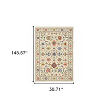 2' X 10' Orange And Ivory Oriental Power Loom Runner Rug With Fringe