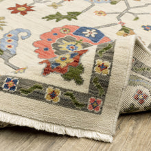 12' Ivory Green Blues Pink Yellow Rust Brown Tan And Grey Oriental Power Loom Runner Rug With Fringe