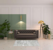 4' X 6' Sage Green Grey Ivory And Silver Oriental Printed Stain Resistant Non Skid Area Rug