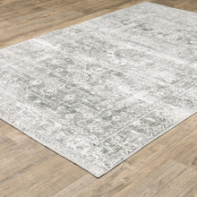 4' X 6' Sage Green Grey Ivory And Silver Oriental Printed Stain Resistant Non Skid Area Rug