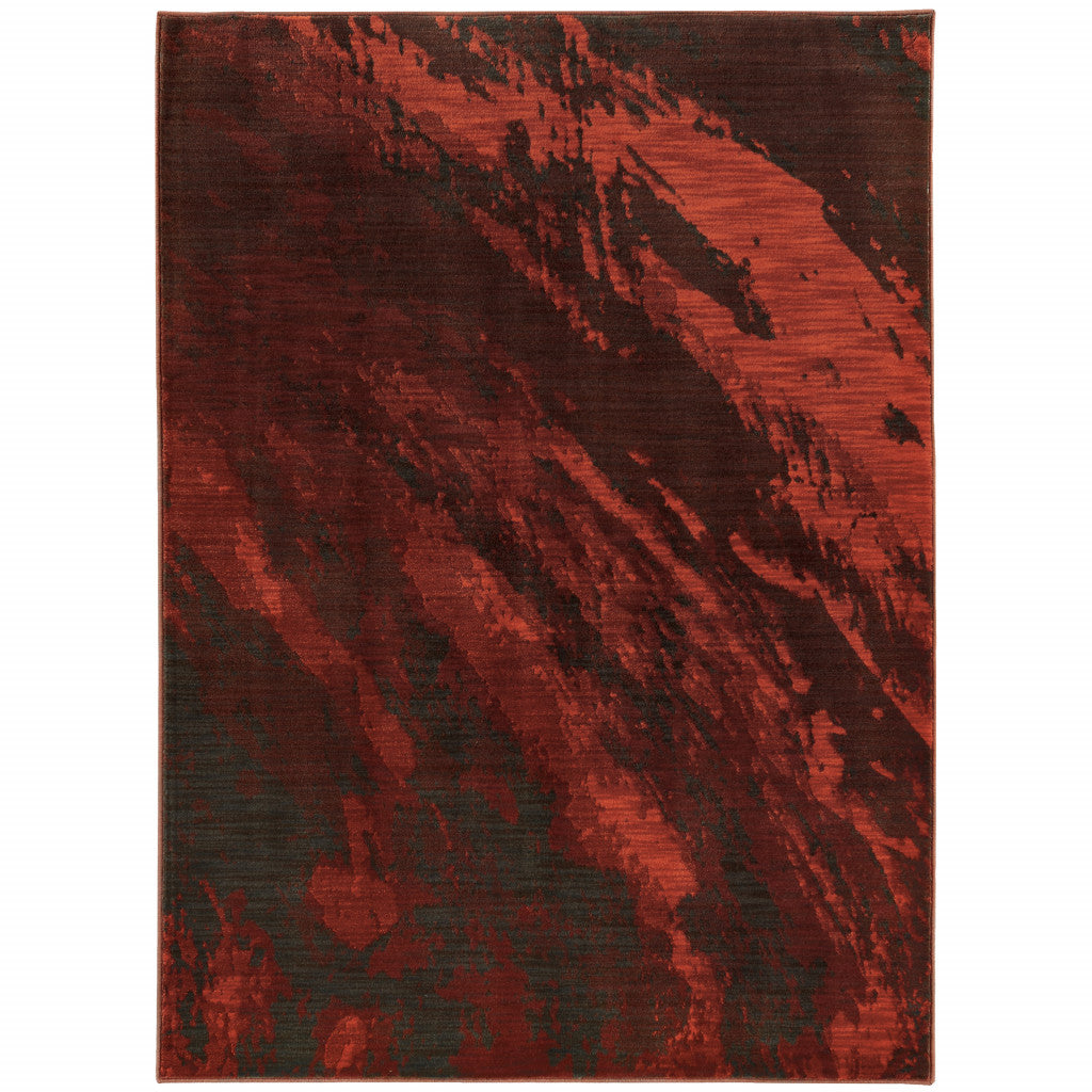 2' X 3' Red And Grey Abstract Power Loom Stain Resistant Area Rug