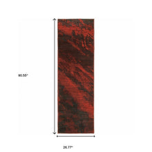 2' X 8' Red And Grey Abstract Power Loom Stain Resistant Runner Rug
