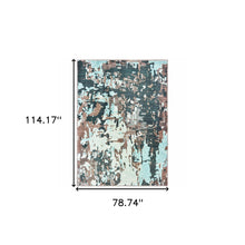 6' X 9' Grey And Blue Abstract Power Loom Stain Resistant Area Rug