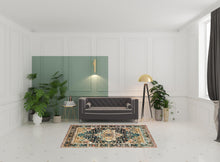 5' X 8' Blue Gold Grey Orange Ivory And Teal Oriental Power Loom Stain Resistant Area Rug