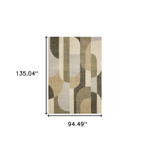 8' X 10' Brown And Ivory Geometric Power Loom Area Rug