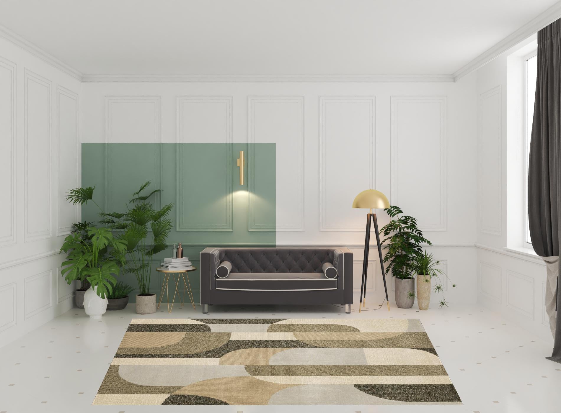 8' X 10' Brown And Ivory Geometric Power Loom Area Rug