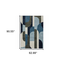 5' X 7' Blue And Gray Geometric Power Loom Area Rug