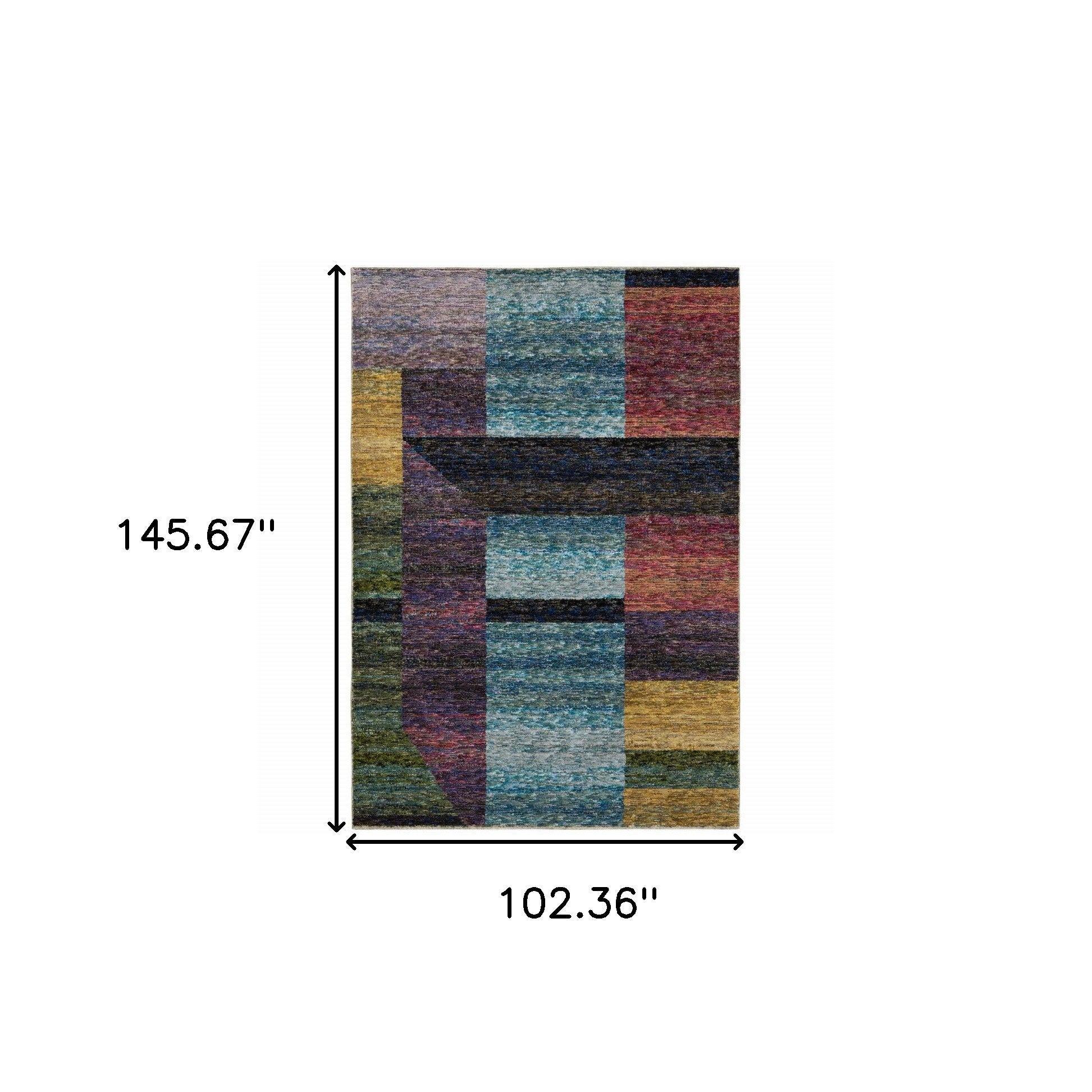 9' X 12' Purple Blue Teal Gold Green Red And Pink Geometric Power Loom Stain Resistant Area Rug