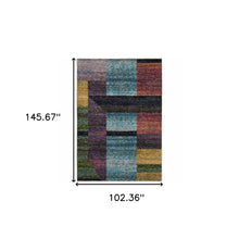 9' X 12' Purple Blue Teal Gold Green Red And Pink Geometric Power Loom Stain Resistant Area Rug
