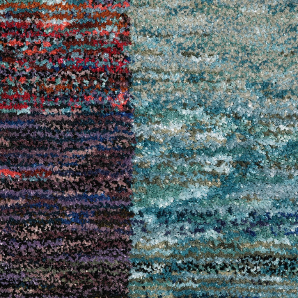 9' X 12' Purple Blue Teal Gold Green Red And Pink Geometric Power Loom Stain Resistant Area Rug