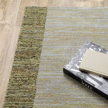 8' X 10' Gold Green Charcoal Teal Blue Purple Grey And Beige Geometric Power Loom Stain Resistant Area Rug