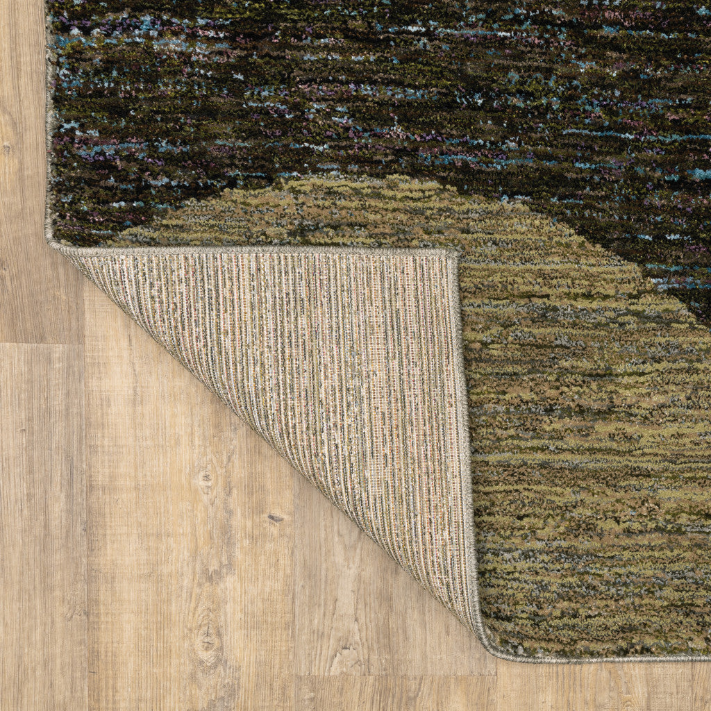 8' X 10' Gold Green Charcoal Teal Blue Purple Grey And Beige Geometric Power Loom Stain Resistant Area Rug