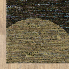 8' X 10' Gold Green Charcoal Teal Blue Purple Grey And Beige Geometric Power Loom Stain Resistant Area Rug