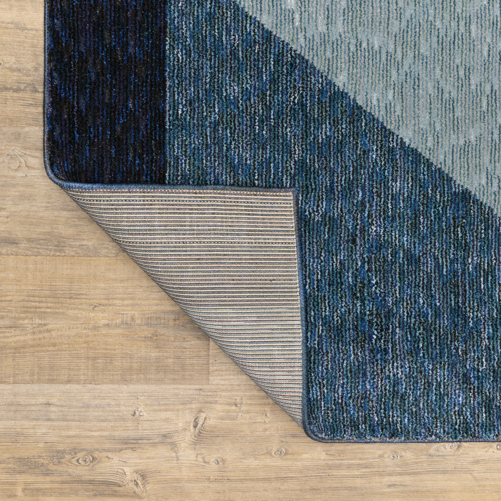 9' X 12' Blue Purple Grey And Teal Geometric Power Loom Area Rug