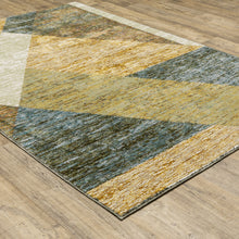 3' X 5' Gold Blue Green Rust Beige Purple And Teal Geometric Power Loom Stain Resistant Area Rug